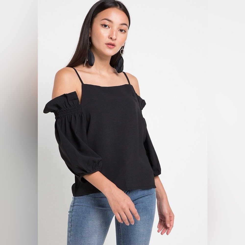 Stylish Black Off-Shoulder Women's Blouse